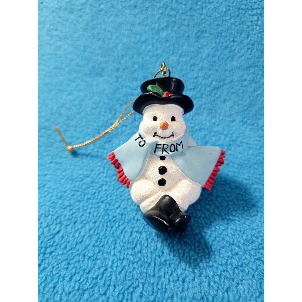 2001 Avon Gift Collection Holiday Wishes Package Topper Snowman To/From Ornament